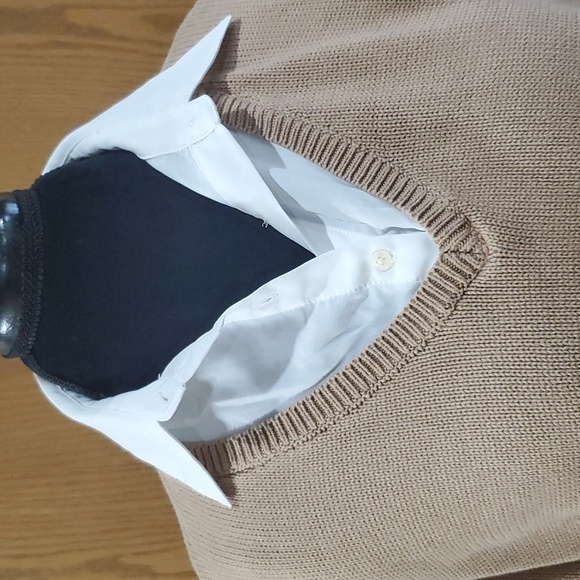 Ralph Lauren black label knit sweater tan with attached collar tails - Picture 2 of 8